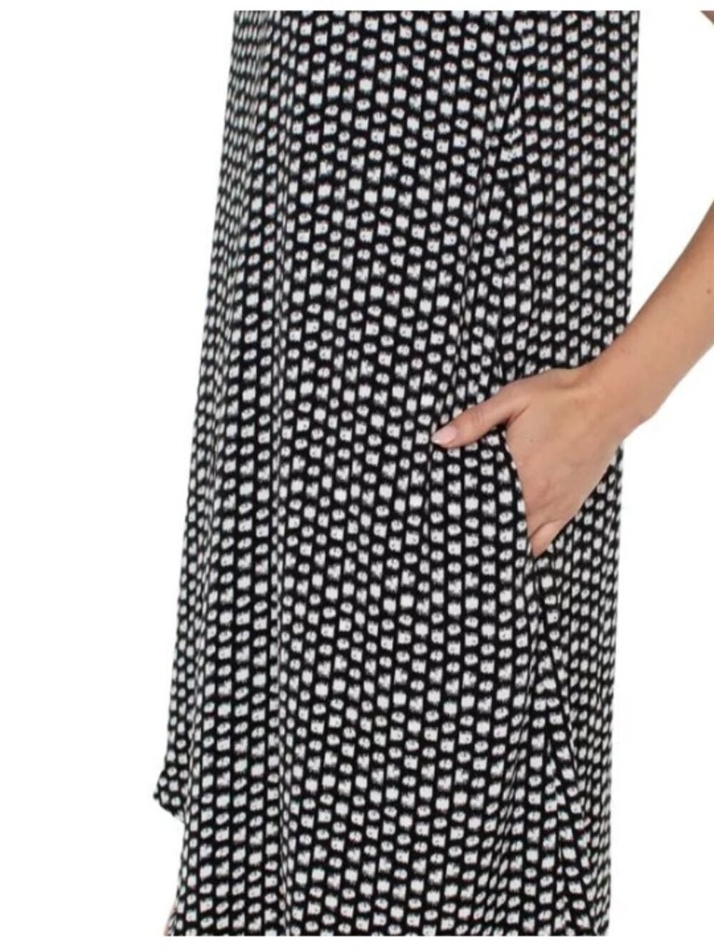 Liverpool Black White Geometric Dot Sleeveless Dress High Low M Wedding Guest - Picture 4 of 12